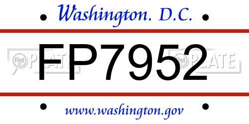 FP7952 District Of Columbia License Plate
