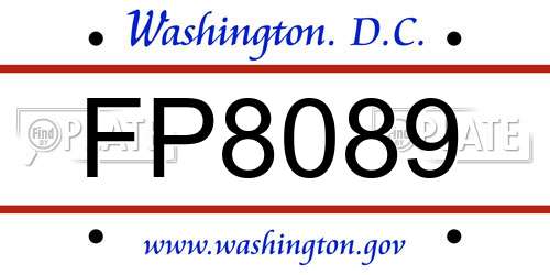 FP8089 District Of Columbia License Plate