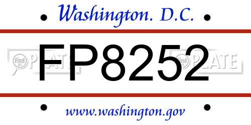 FP8252 District Of Columbia License Plate
