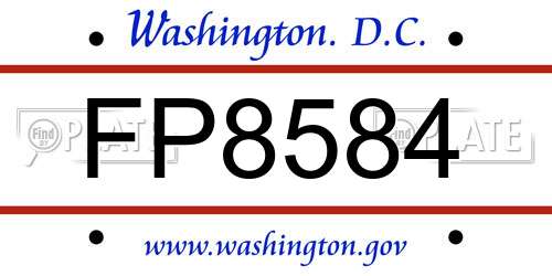 FP8584 District Of Columbia License Plate