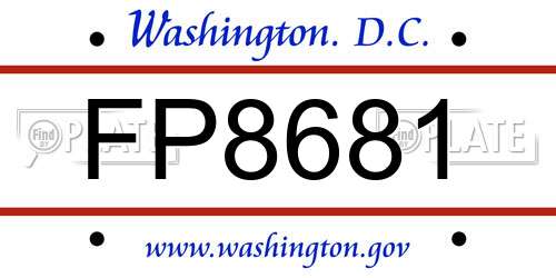 FP8681 District Of Columbia License Plate