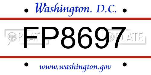 FP8697 District Of Columbia License Plate