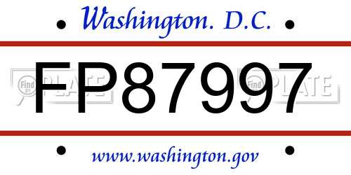 FP87997 District Of Columbia License Plate