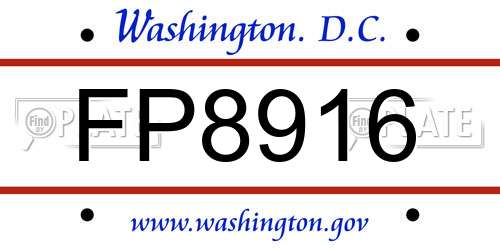 FP8916 District Of Columbia License Plate