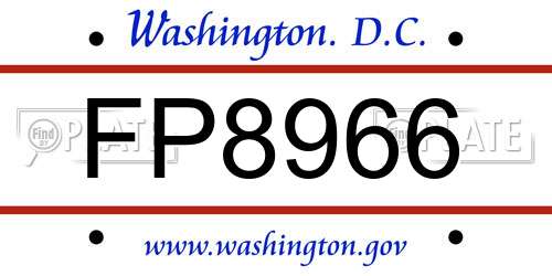 FP8966 District Of Columbia License Plate