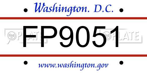 FP9051 District Of Columbia License Plate