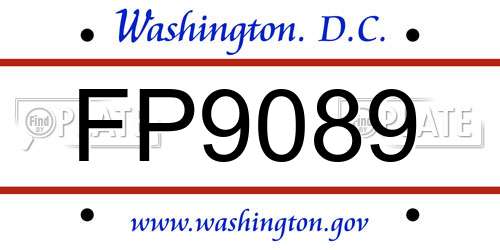 FP9089 District Of Columbia License Plate