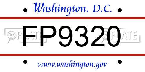 FP9320 District Of Columbia License Plate