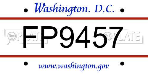 FP9457 District Of Columbia License Plate