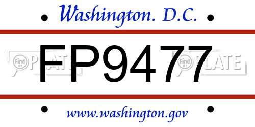 FP9477 District Of Columbia License Plate