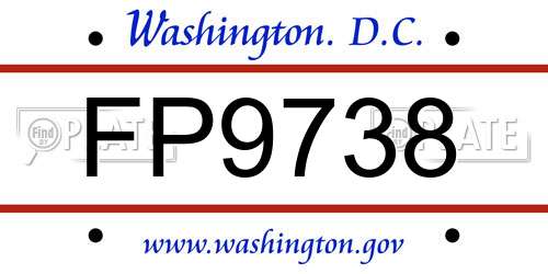 FP9738 District Of Columbia License Plate