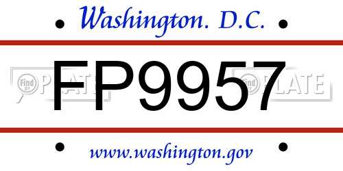 FP9957 District Of Columbia License Plate