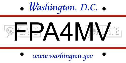 FPA4MV District Of Columbia License Plate