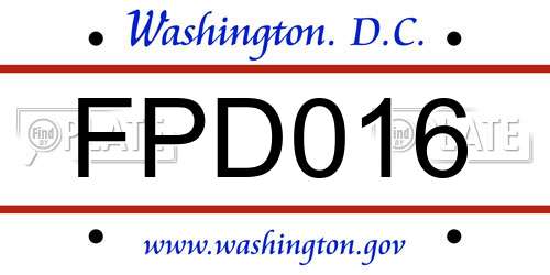 FPD016 District Of Columbia License Plate