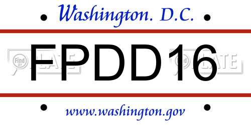 FPDD16 District Of Columbia License Plate