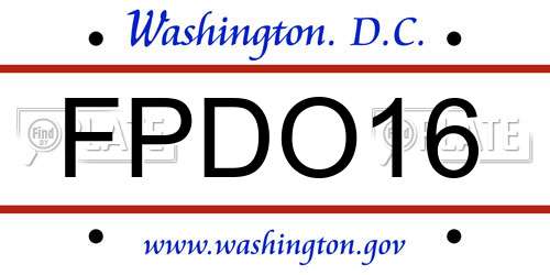 FPDO16 District Of Columbia License Plate