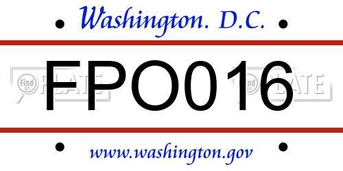 FPO016 District Of Columbia License Plate