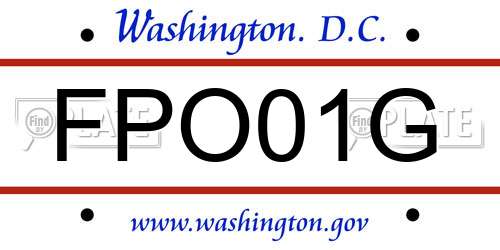 FPO01G District Of Columbia License Plate