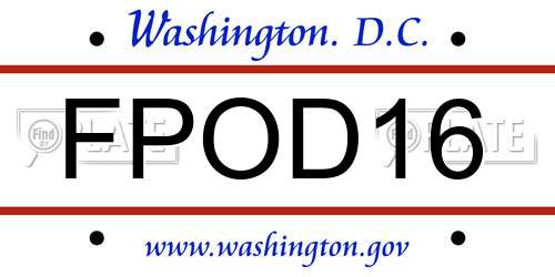 FPOD16 District Of Columbia License Plate