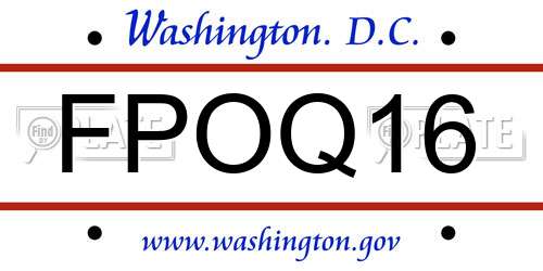 FPOQ16 District Of Columbia License Plate