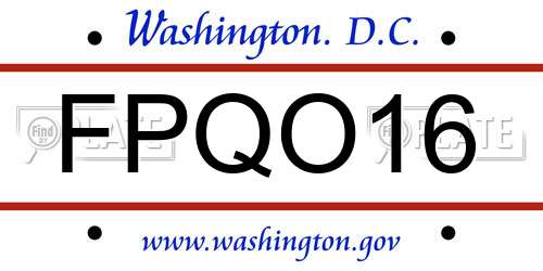 FPQO16 District Of Columbia License Plate