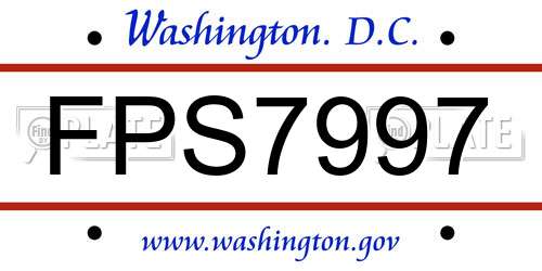 FPS7997 District Of Columbia License Plate