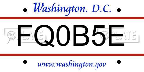 FQ0B5E District Of Columbia License Plate