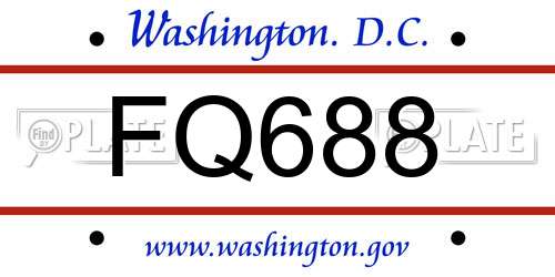 FQ688 District Of Columbia License Plate