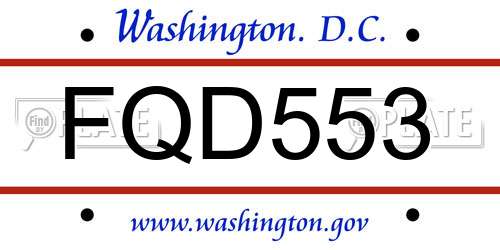 FQD553 District Of Columbia License Plate