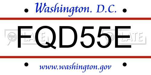 FQD55E District Of Columbia License Plate