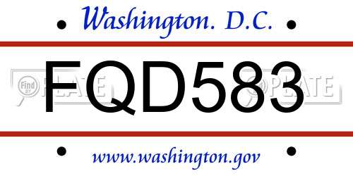 FQD583 District Of Columbia License Plate