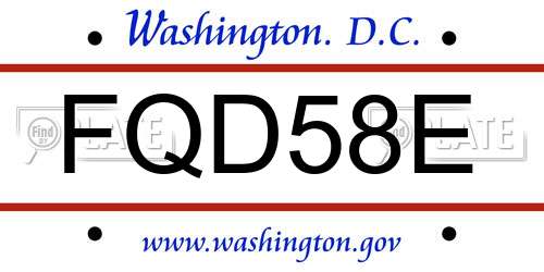 FQD58E District Of Columbia License Plate