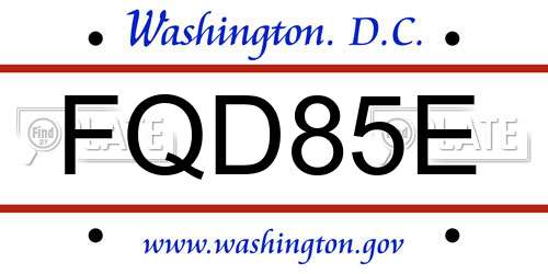 FQD85E District Of Columbia License Plate