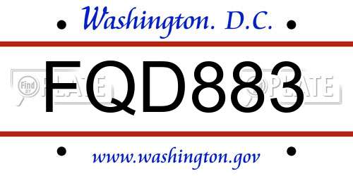 FQD883 District Of Columbia License Plate