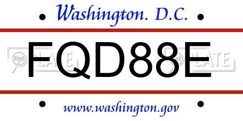 FQD88E District Of Columbia License Plate