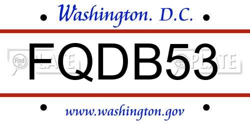 FQDB53 District Of Columbia License Plate