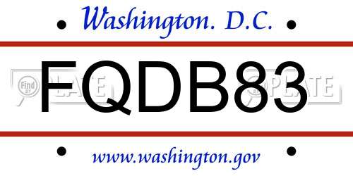 FQDB83 District Of Columbia License Plate