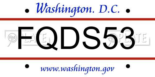 FQDS53 District Of Columbia License Plate