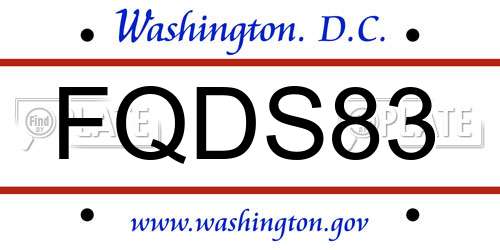 FQDS83 District Of Columbia License Plate