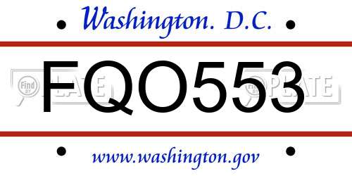 FQO553 District Of Columbia License Plate