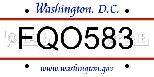 FQO583 District Of Columbia License Plate
