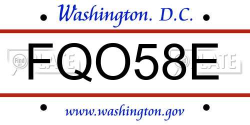 FQO58E District Of Columbia License Plate