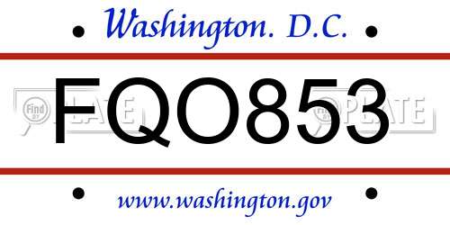 FQO853 District Of Columbia License Plate