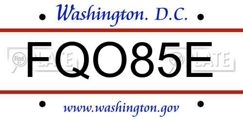 FQO85E District Of Columbia License Plate