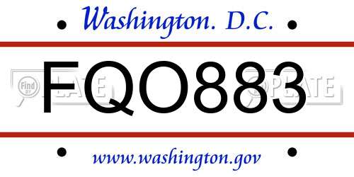 FQO883 District Of Columbia License Plate