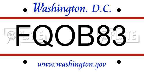 FQOB83 District Of Columbia License Plate