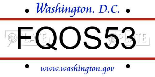 FQOS53 District Of Columbia License Plate