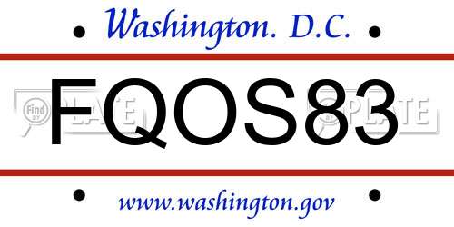 FQOS83 District Of Columbia License Plate