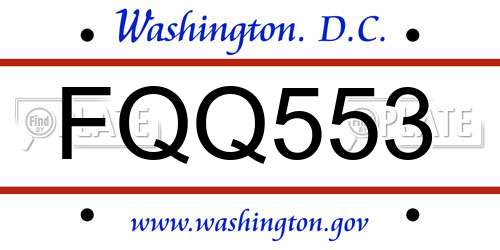 FQQ553 District Of Columbia License Plate