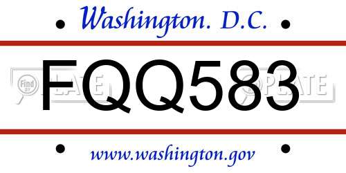FQQ583 District Of Columbia License Plate